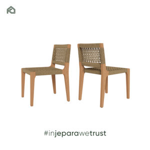 Silla de Jardín Moderna y Minimalista de Madera de Teca para Todo Clima, con Doble Mimbre, Fácil de Montar, Muebles de Patio para Comer al Aire Libre - Cakra - Product Image 4
