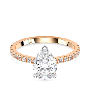 Bague de fiançailles en or jaune 10K avec diamant de laboratoire taille poire certifié IGI 1,5 carat, pavé, solitaire, pour mariage et anniversaire, rhodiée - Product Image 2