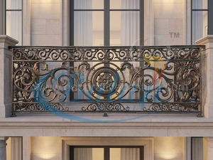 Custom Wrought Iron Balcony <b>Railing</b> Decorative Cast Iron Handrail Ornamental Stair Balustrade for Villa Porch Rust Resistant - Product Image 2