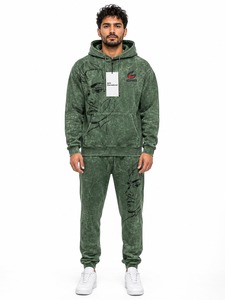 Ensemble de survêtement délavé à l'acide pour homme, deux pièces : sweat à capuche et pantalon de jogging en mélange de coton doux, idéal pour l'entraînement, la détente et le quotidien - Product Image 6