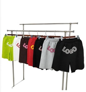 Shorts décontractés vintage pour hommes grande taille, en coton épais délavé à l'acide, avec logo personnalisé, style tendance pour l'été - Product Image 1
