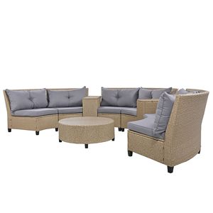 Set da Giardino a Forma di Ventaglio per 6 Persone in Rattan con Cuscini e Tavolo, Video Incluso - Product Image 5