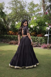 <b>Women</b> Traditional Indian Pakistani <b>Lehenga</b> Choli Embroidered Folklore Dress Ruffle Skirt for Wedding Party - Product Image 4