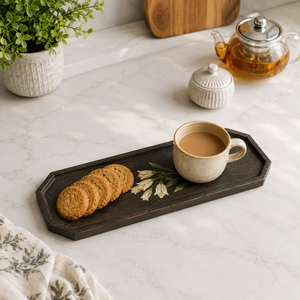 Plateau de service décoratif en bois de manguier de qualité supérieure avec finition polie |   Plateau en bois fait main pour les collations, le thé, le café, la maison et l'hôtel - Product Image 4