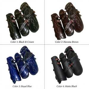 Protège-jambes pour chevaux, bandages réglables en cuir PU, soutien des tendons pour l'équitation et l'entraînement - Product Image 1