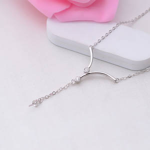 Collier chaîne avec pendentif long en argent S925 avec un porte-perle vide tendance 310, accessoires de bijoux DIY pour femmes - Product Image 5