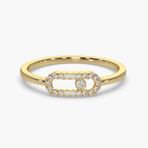 แหวนทองคำแท้ 14K แบบซ้อนได้ ประดับเพชรทรงกลม เพชรเลี้ยงในห้องปฏิบัติการ แหวนแต่งงานสำหรับผู้หญิง แหวนเพชรแบบมินิมอลชุบทองรูปทรงคลิปหนีบกระดาษ - Product Image 2