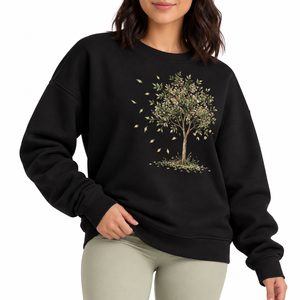 เสื้อสเวตเชิ้ตคอกลม ยูนิเซ็กส์ สำหรับฤดูหนาว สวมใส่สบาย แขนยาว ผ้าถักขนแกะ 100% ผ้าฝ้าย พิมพ์ลายต้นไม้ ทรงโอเวอร์ไซส์ - Product Image 3