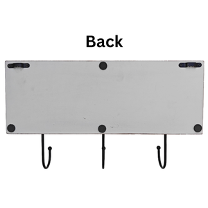 Organisateur de clés mural en bois sculpté Smart Art, finition blanchie à la chaux, fait main, avec 3 crochets pour vêtements, en bois d'ingénierie - Product Image 5