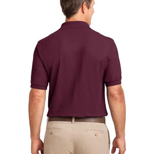 Polo de manga corta de la mejor calidad, color sólido, informal, de algodón tejido, antiarrugas, corte regular, estilo profesional. - Product Image 4