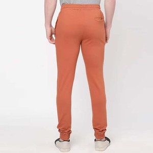 Pantalon de survêtement orange pour homme avec bande latérale blanche, taille élastique, décontracté, respirant, en coton tricoté avec élasthanne, pour l'automne - Product Image 2