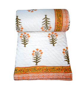Handmade 100% Cotton Kantha <b>Quilt</b> <b>Indian</b> Rajai Duvet Blanket Queen Size Eco-Friendly Disposable Fluffy Soft All-Season Comforter - Product Image 2