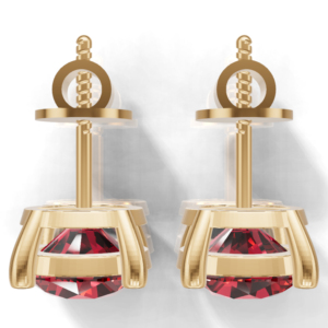 Pendientes de rubí redondo cultivado en laboratorio en plata de ley 925, joyería clásica para mujer - Product Image 4