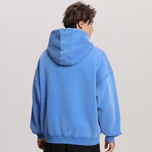 Sweat à capuche unisexe surdimensionné à double fermeture éclair, effet délavé, en molleton de coton épais, style vintage - Product Image 4