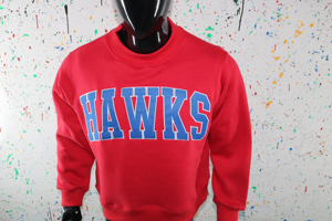 Sweat-shirt à col rond rouge pour homme, imprimé lettres Hawks, 100% coton, coupe classique, pull décontracté, vêtements d'automne, URBAN PRODUCTIONS - Product Image 3