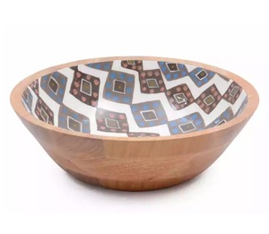 Bol de service en bois émaillé au design célèbre, bol à salade en bois émaillé, bol en bois de manguier, bol en bois d'acacia à prix abordable - Product Image 6