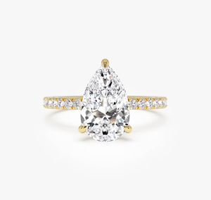 Bague de mariage pour femme en or plaqué 14 carats avec diamant de laboratoire taille poire - Product Image 1