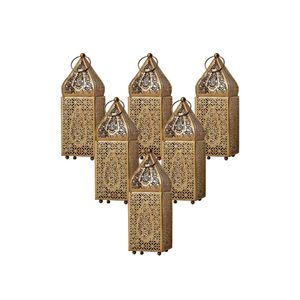 Lanterne décorative en fer forgé avec motif géométrique découpé, lanterne suspendue en verre, centre de table pour mariages, fêtes et événements - Product Image 3