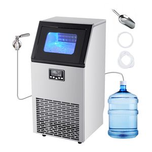 Macchina per il Ghiaccio Commerciale da Cucina in Acciaio Inossidabile, da Banco, 120 Libbre/24h, Capacità di Stoccaggio 28 Libbre, 45 Cubetti per Ciclo - Product Image 1