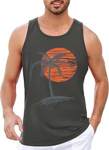 Camiseta sin mangas con cuello redondo y estampado azul claro para hombre, 100% poliéster, transpirable, ecológica, deportiva, tejido teñido, secado rápido - Product Image 5