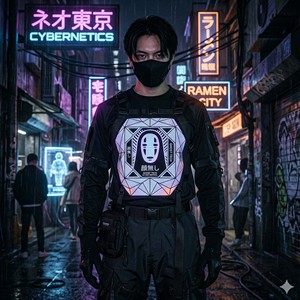 Chemise réfléchissante Cyberpunk pour homme, haut à manches longues graphique tactique et utilitaire, vêtement technique personnalisé - Product Image 5