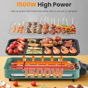 2000W <b>Electric</b> Indoor Grill 2-in-1 <b>BBQ</b> Grill with Removable Plate 5 Temperature Control 3 Small Trays and Dishwasher Safe - Product Image 3