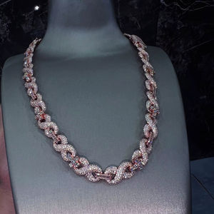 Chaîne cubaine glacée en or rose avec moissanite VVS certifiée IGI – Unisexe, tendance, best-seller, vente flash, hip-hop, bling, luxe - Product Image 1