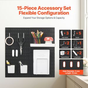 Kit di Organizzazione a Parete con 4 Pannelli in Plastica 11" X 11" Design Minimalista Accessori per Garage e Attrezzi - Product Image 5