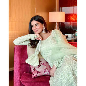 Pista Green <b>Chikankari</b> Cotton Casual Salwar Kameez <b>Suit</b> Set XS Size India Pakistan - Product Image 2