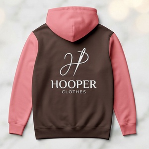Hooper Clothes Sweat à capuche marron-rose pour homme, manches régulières, polaire, polyester/coton, respirant, séchage rapide, streetwear - Product Image 2