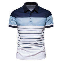 <b>Men's</b> Horizontal Multi-Color Striped Polo <b>Shirt</b> 2026 Casual Short Sleeve Tailored Fit Navy & <b>Light</b> <b>Blue</b> Summer Apparel HD - Product Image 6