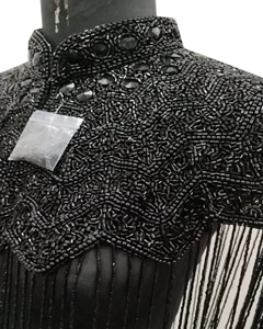 Top Quality very heavy handbeaded black crystal embellished elegant party club plus size beautiful <b>women</b> bespoke top - Product Image 2