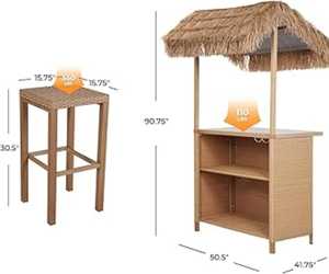 Bamboo Beach Bar Counter Furniture-Water Resistant Eco-Friendly Commercial Use Wood Material Adjustable Height Multi-Functional - Product Image 1