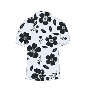 เสื้อโปโลชายสีดำขาวลายดอกไม้ พิมพ์ลายทั้งตัว แขนสั้น สไตล์ลำลอง เสื้อโปโลสำหรับตีกอล์ฟ - Product Image 2