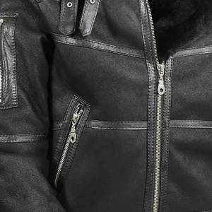 Blouson de moto vintage en cuir pour homme avec finition tannée et capuche – Vêtement d'extérieur élégant pour l'hiver avec doublure douce - Product Image 4