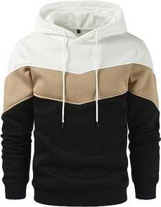 Sweat-shirt à capuche pour homme, à blocs de couleur, manches longues, coupe classique, décontracté - Product Image 1