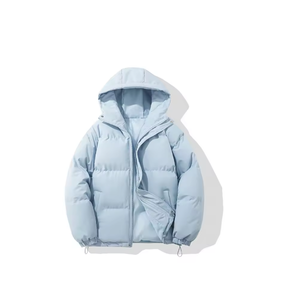 Veste matelassée unisexe personnalisée à capuche, couleur unie, fermeture éclair sur le devant, en polyester/coton, pour homme et femme, hiver, décontractée, coupe ample - Product Image 1