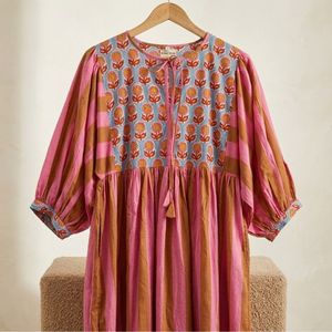 Beautiful floral Cotton Block Printed dress Dress For Casual wear Hand Block Printed Dress - Product Image 1