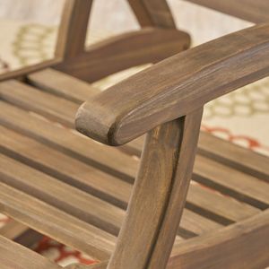 Sedia a dondolo da esterno in legno di acacia con poggiapiedi retrattile per portico, patio o balcone - Product Image 5