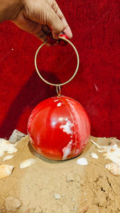 Indian handmade Red Resin <b>Sphere</b> Clutch Handbag with Brass Ring Handle Luxury Evening Wedding Party <b>Bag</b> for Women - Product Image 4