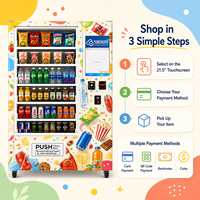 Distributeur automatique de snacks et de boissons avec livraison par ascenseur, écran tactile et stockage réfrigéré