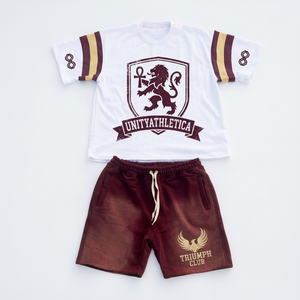 ชุดเสื้อยืดและกางเกงขาสั้นผ้าฝ้ายสำหรับเด็กผู้ชาย Unityathletica คอกลม แขนสั้น ระบายอากาศได้ดี ลายพิมพ์ เหมาะสำหรับฤดูร้อน - Product Image 1