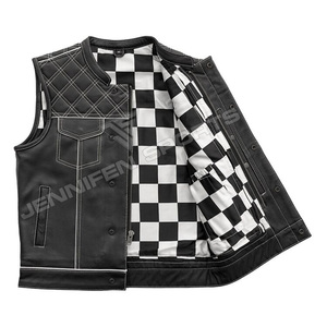 Mens Genuine Leather Motorcycle <b>Vest</b> For Men Black Diamond Stitched Concealed Carry Biker <b>Vest</b> Customized Leather Jackets - Product Image 2