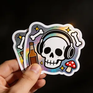 Étiquettes de bouteilles transparentes avec logo personnalisé, feuilles d'autocollants en vinyle transparent, rouleaux, résistantes à l'eau et à l'huile, feuille d'or, MOQ 500 pièces - Product Image 2