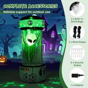 Decoración Inflable de Extraterrestre para Halloween de 7.4 Pies con Luces Verdes Giratorias Intermitentes para Jardín Exterior - Product Image 3