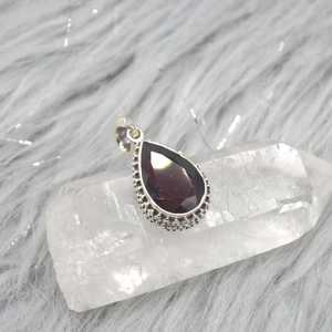 Red Garnet Teardrop Pendant Necklace Sterling Silver Gemstone Jewelry Elegant Gift For Women - Product Image 6