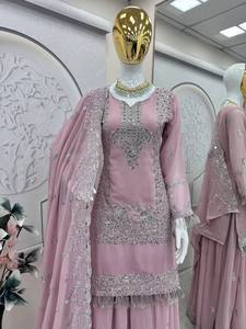 Nueva Colección de Trajes Sharara de Antra Lifestyle, con Bordado en Georgette Sintético, para Bodas y Fiestas, Reversible, para Mujer - Product Image 3