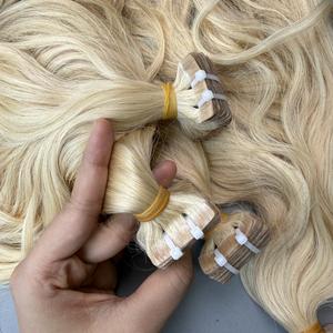 CDYHAIRVN Extensions de cheveux humains de luxe à bandes adhésives invisibles 60 613 Blond Naturel Ondulé Cheveux Vietnamiens Bruts Non-Remy Double Trame Faite à la Machine - Product Image 4