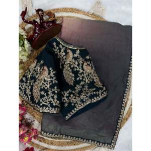 Handmade Fancy Straight Saree with Chinoiserie-Inspired Sequence and Cording Embroidery Work - Product Image 6