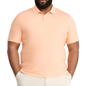 Mens Solid Peach Polo Shirt Short Sleeve Breathable Cotton Blend Casual Summer Golf Wear Custom Logo - Product Image 6